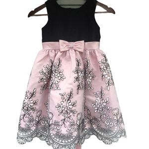 Jayne Copeland pink black floral embroidered dress-girls size 6